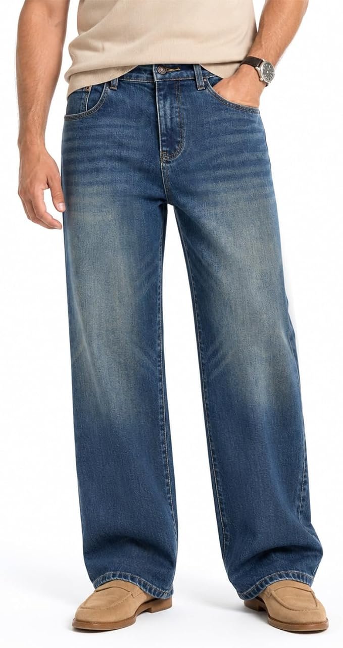 Men's Wide Leg Jeans – Black