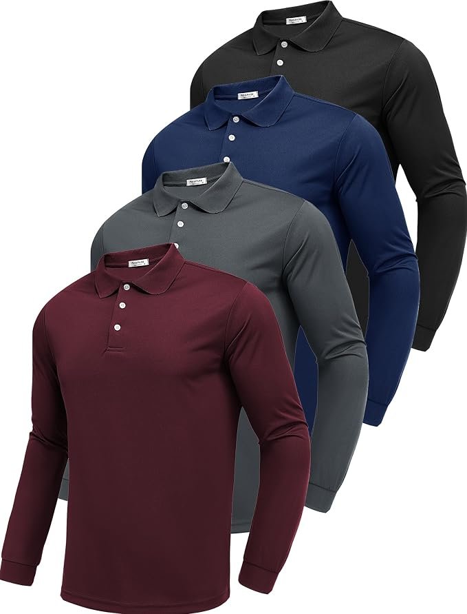 Men's Long Sleeve Polo Shirt – Black