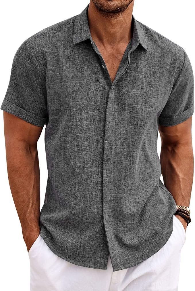 Men's Casual Button-Down Shirt – Grey